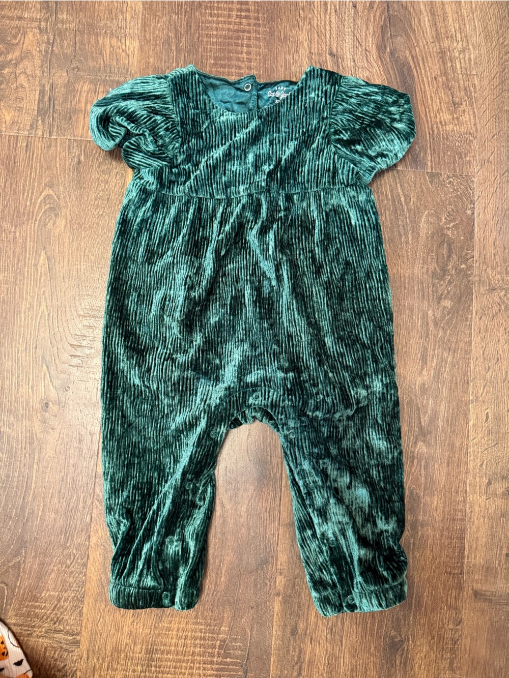 Cat & Jack Emerald Green Velvet Baby One-Piece with Headband
